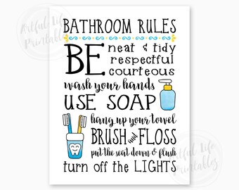 Lavatory printables Etsy picture regarding Printable Bathroom Rules identified as Lavatory printables Etsy